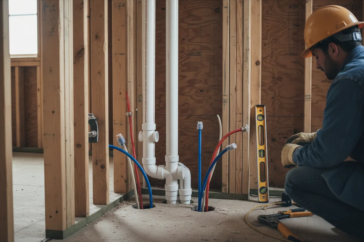 Drain and supply rough-in during Sump Pump Repair in Fort Lee